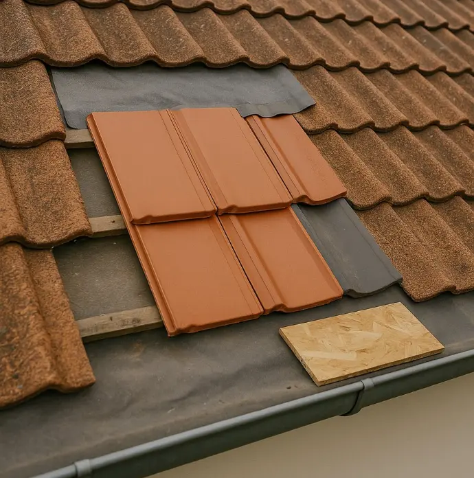 Reparaturarbeiten beim Ziegeldach vom Dachdecker Mödling
