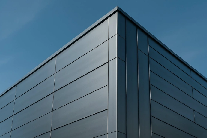 Haus mit Silberner Blechfassade