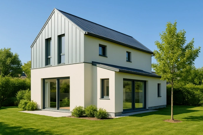 Teilweise Blech Fassade bei Einfamilienhaus